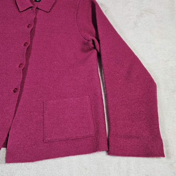 Eileen Fisher Magenta Wool Cardigan - Picture 4 of 11